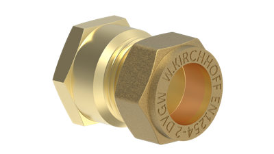 Kirchhoff Messing overgangsstuk, blank, 18 mm x 1/2"IT, klemkoppeling voor koperen buis - 989456317