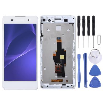 LCD-scherm en digitizer volledige montage met frame voor Sony Xperia E5 F3311 F3313 (wit)