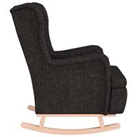 Fauteuil met massief rubberwood schommelpoten stof zwart - thumbnail