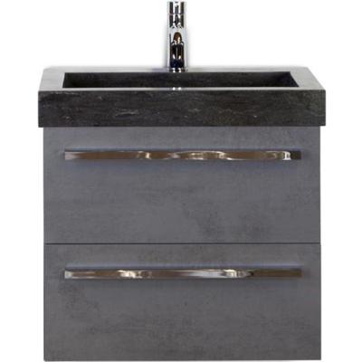 Seville Badmeubelset 60 cm - Beton Antraciet - Wastafel Hardsteen Wit Lucca