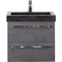 Seville Badmeubelset 60 cm - Beton Antraciet - Wastafel Hardsteen Wit Lucca - thumbnail