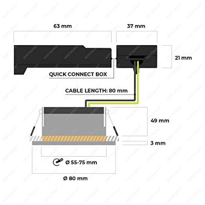 Nola LED inbouwspot - Lage inbouwdiepte (49mm) - 5 Watt 480 lumen - 2700K warm wit - Dimbaar - Rond - IP65 waterdicht voor binnen, buiten en badkamer - Zwart