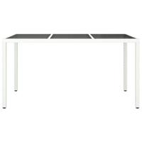 Tuintafel 150x90x75 cm gehard glas en poly rattan wit - thumbnail