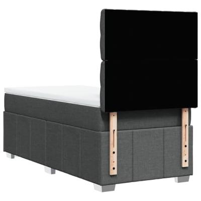 Boxspring met matras stof donkergrijs 90x200 cm