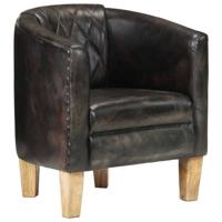 Vidaxl Kuipstoel Echt Leer Verweerd Grijs - thumbnail