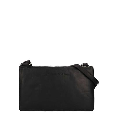 Schoudertasje festivaltasje clutch SADIE wax pull up Zwart