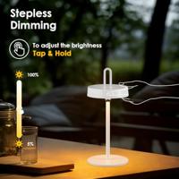 Draadloze Oplaadbare LED Tafellamp - Binnen & Buiten - Dimbaar - ø12.8 x 29 cm - Warmwit licht - 3000mAh - White - thumbnail