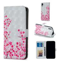 Sakura patroon horizontale Flip lederen case voor iPhone XR met houder & kaartsleuven & foto frame & portemonnee - thumbnail
