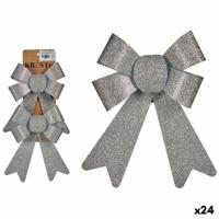 Kerst Decoratie Set Lasso Zilverkleurig PVC 15 x 2 x 18 cm (24 Stuks) - thumbnail