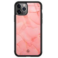 iPhone 11 Pro Max glazen hardcase - Marmer roze - thumbnail