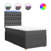 Boxspring met matras stof donkergrijs 100x200 cm - thumbnail