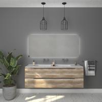 Badkamermeubelset Gliss Design Hera Mat Zwart 180cm 4 Laden Oud Grijs Eiken (Keuze Wastafel) - thumbnail