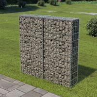 VidaXL Schanskorfmuur met deksels 100x20x100 cm gegalvaniseerd staal - thumbnail