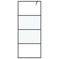 Inloopdouchewand 80x195 cm halfmat ESG-glas zwart - thumbnail