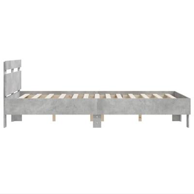 Bedframe met hoofdeinde bewerkt hout betongrijs 135x190 cm