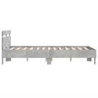 Bedframe met hoofdeinde bewerkt hout betongrijs 135x190 cm - thumbnail
