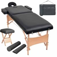 VidaXL Massagetafel- en krukset inklapbaar 2 zones 10 cm dik zwart - thumbnail