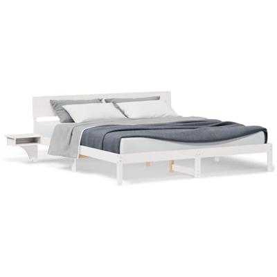 Bedframe met hoofdeinde Wit 180 x 200 cm Massief grenenhout