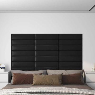 Wandpanelen 12 st 1,08 m 60x15 cm kunstleer zwart