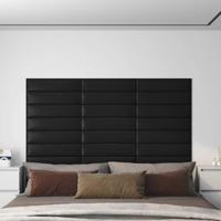 Wandpanelen 12 st 1,08 m 60x15 cm kunstleer zwart - thumbnail