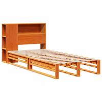 Bed met boekenkast zonder matras hout wasbruin 100x200 cm - thumbnail