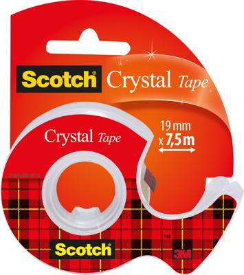 Scotch Plakband Crystal ft 19 mm x 7,5 m, blister met 1 afroller met 1 rolletje
