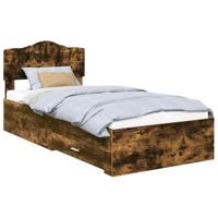 Bedframe met hoofdeinde Gerookt eiken 90 x 190 cm Bewerkt hout - thumbnail