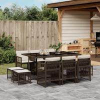 11-delige Tuinset met kussens poly rattan bruin - thumbnail