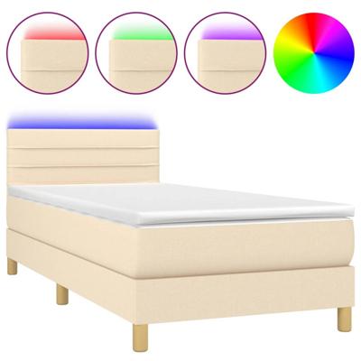 Boxspring met matras en LED stof crèmekleurig 100x200 cm