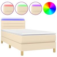 Boxspring met matras en LED stof crèmekleurig 100x200 cm - thumbnail