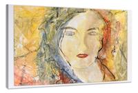 Schilderij - Aquarel Portret Vrouw op Canvas, Premium Print, Wanddecoratie - thumbnail