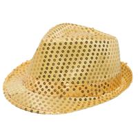 Partychimp Hoed Met Led-licht Spangles Polyester Goud One-size - thumbnail