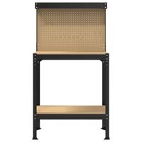 Werkbank Zwart 81 x 41 x 145 cm Bewerkt hout en metaal - thumbnail