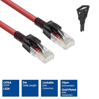 ACT Rode 5 meter U/UTP CAT6A LSZH vergrendelbare patchkabel snagless met RJ45 connectoren - thumbnail