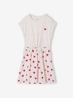Meisjesjurk met 2-in-1 effect vanille - thumbnail