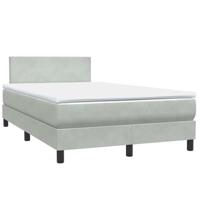 Boxspring met matras fluweel lichtgrijs 120x210 cm - thumbnail