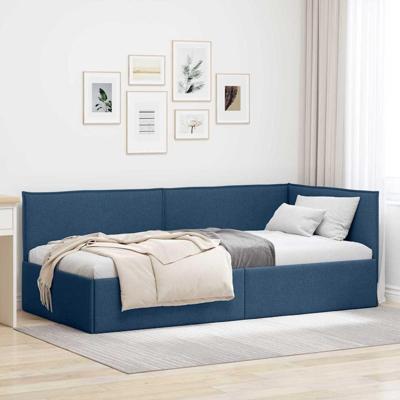 Hoekbedframe met hoofdeinde Blauw 80 x 200 cm Stof