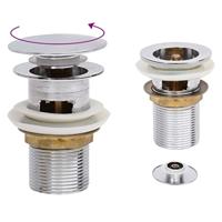 VidaXL Afvoer pop-up met overloop 6,4x6,4x9,1 cm chroomkleurig - thumbnail