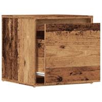 Opbergbox met lade 40,5x40x40 cm bewerkt hout oud houtkleurig - thumbnail