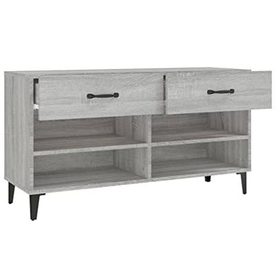 VidaXL Schoenenkast 102x35x55 cm bewerkt hout grijs sonoma eikenkleur VidaXL Schoenenkast 102x35x55 cm bewerkt hout grijs sonoma eikenkleur