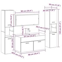 Badkamermeubelset met opslag 5 pcs Zwart Eiken 30 x 30 x 130 cm - thumbnail