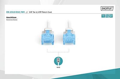 Digitus DK-1512-010/WH RJ45 Netwerkkabel, patchkabel CAT 5e U/UTP 1.00 m Wit Verdraaide paren 1 stuk(s)