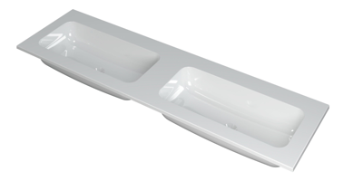 INK Faktor Wastafel Polystone Dubbel Zonder Kraangaten - 1600x450x15 mm - Glans Wit