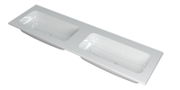 INK Faktor Wastafel Polystone Dubbel Zonder Kraangaten - 1600x450x15 mm - Glans Wit - thumbnail