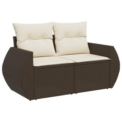 6-delige Loungeset met kussens poly rattan bruin - thumbnail