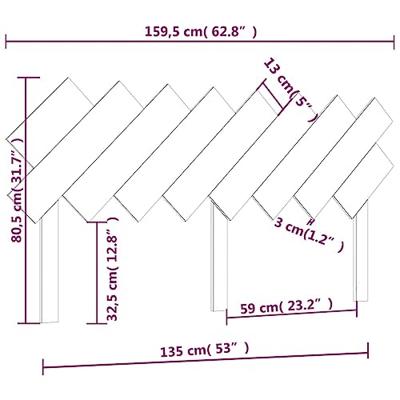 Hoofdbord 159,5x3x80,5 cm massief grenenhout grijs Hoofdbord 159,5x3x80,5 cm massief grenenhout grijs