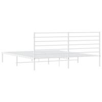 Bedframe met hoofdbord metaal wit 200x200 cm - thumbnail