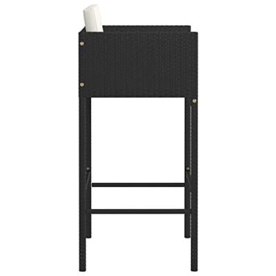 Barkrukken 2 st met kussens poly rattan zwart - thumbnail
