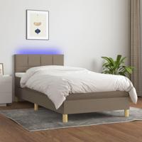 Boxspring met matras en LED stof taupe 90x190 cm - thumbnail