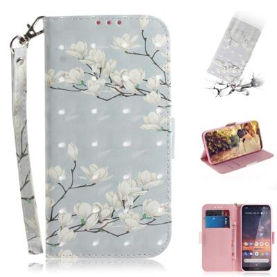 3D gekleurde tekening Magnolia patroon horizontale Flip lederen case voor Nokia 3 2 met houder & card slots & portemonnee 3D gekleurde tekening Magnolia patroon horizontale Flip lederen case voor Nokia 3 2 met houder & card slots & portemonnee